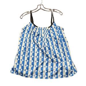 New York & Company Women's Blue/White Geometric Spaghetti Strap Blouse - Size M